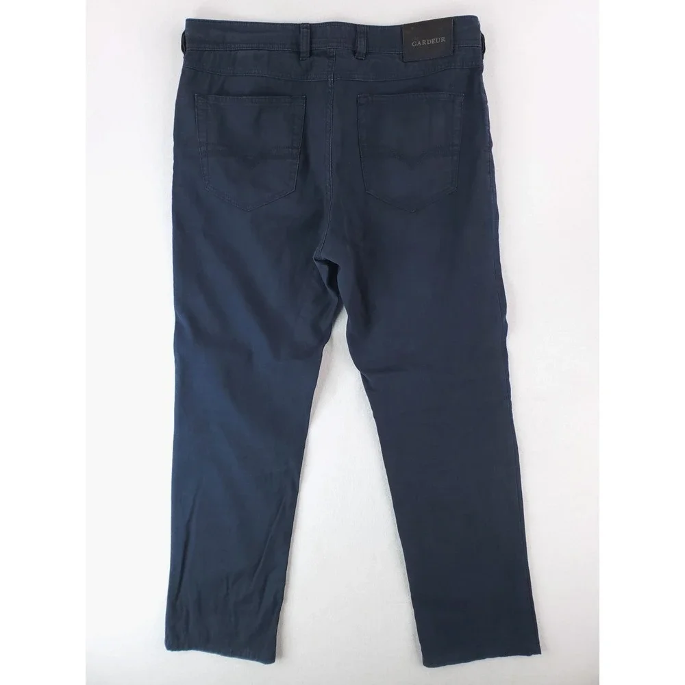 Atelier Gardeur Pants Mens 35x32 Navy Blue Nevio 1 Regular Straight Linen Blend